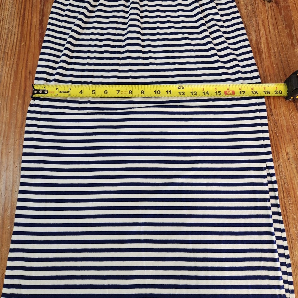 J. Crew Factory Blue White Racerback Maxi Dress Small Side Slits Nautical Beach - Picture 6 of 9